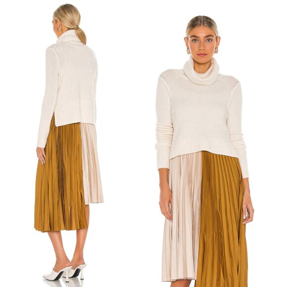 All Saints Pullover Cropped Sweater Sz Small Cream Wool Knit Turtle Neck - Picture 1 of 7